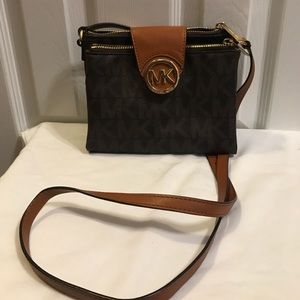KORS Michael Kors Black and Tan Crossbody Bag